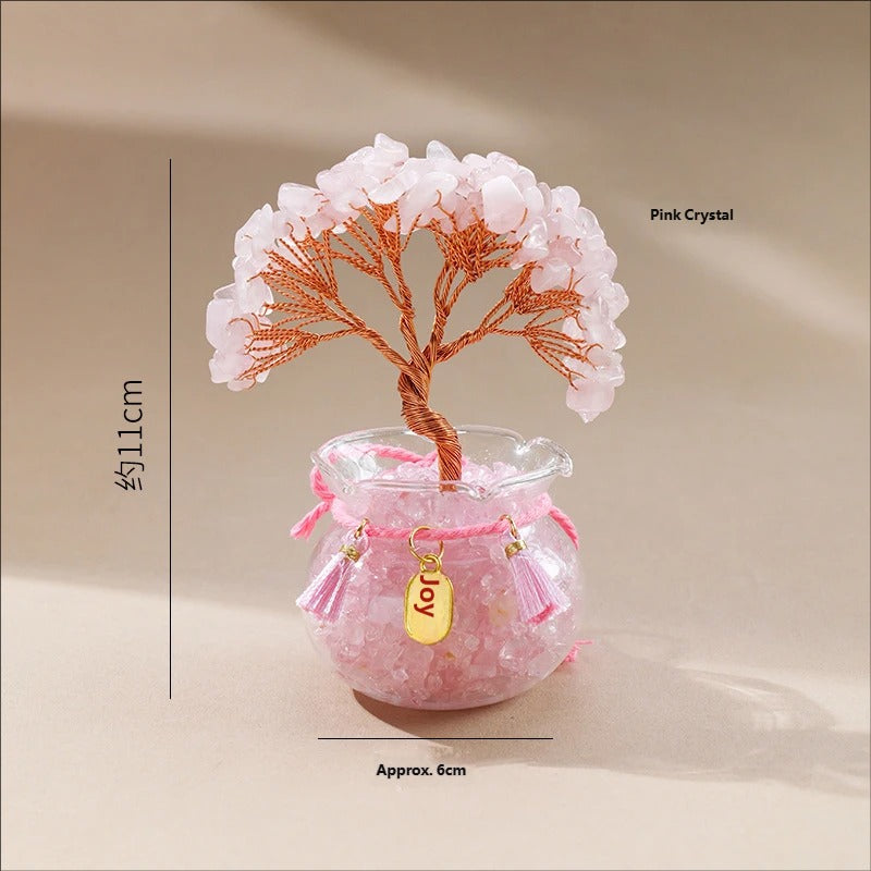 Natural amethyst tree ornament, yellow crystal, pink crystal, crushed stone, fish tank, money making tree, wealth attracting tree