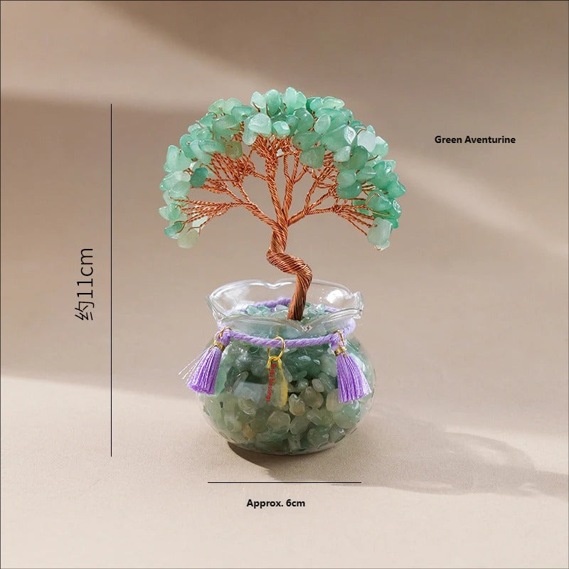 Natural amethyst tree ornament, yellow crystal, pink crystal, crushed stone, fish tank, money making tree, wealth attracting tree