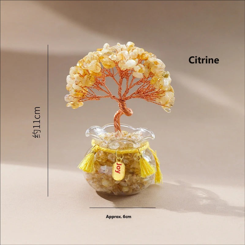 Natural amethyst tree ornament, yellow crystal, pink crystal, crushed stone, fish tank, money making tree, wealth attracting tree