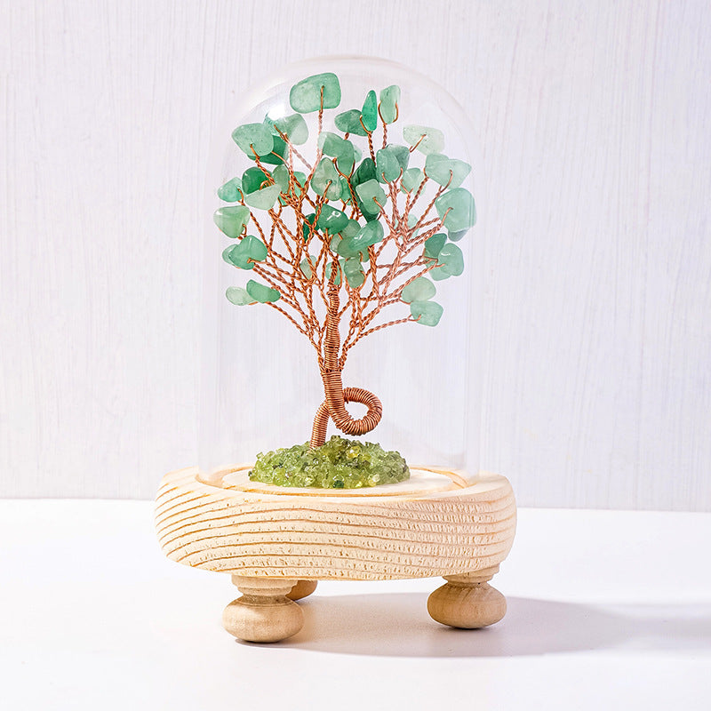 Natural Crystal Shattered Stone Wishing Bottle Glass Cover Money Tree Home Office Desk Wealth Attraction Decor