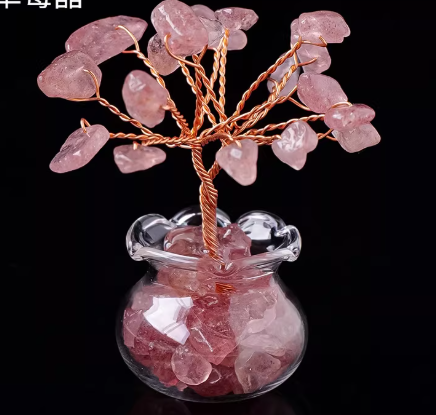 Natural amethyst tree ornament, yellow crystal, pink crystal, crushed stone, fish tank, money making tree, wealth attracting tree