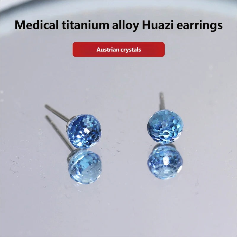 Titanium alloy earrings, Austrian crystal ear holes, ear bone nails, cochlear nails
