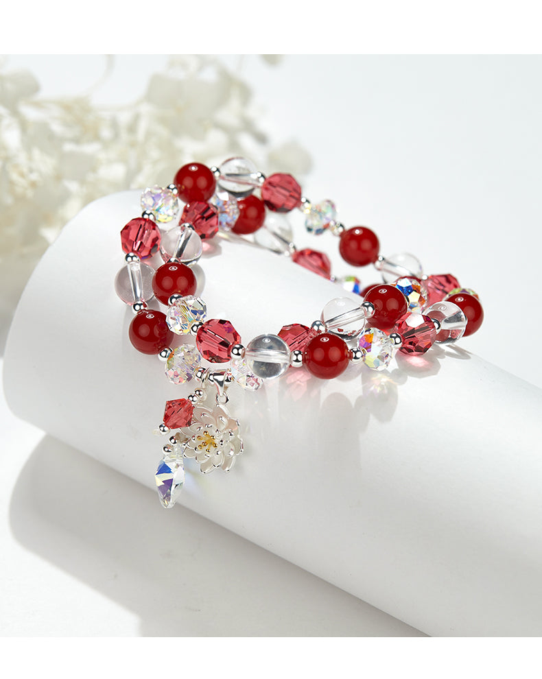 Lotus Fairy 925 Silver Natural Amethyst Beaded Bracelet Gift