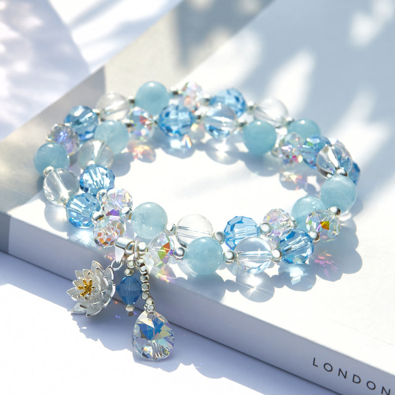 Lotus Fairy 925 Silver Natural Amethyst Beaded Bracelet Gift