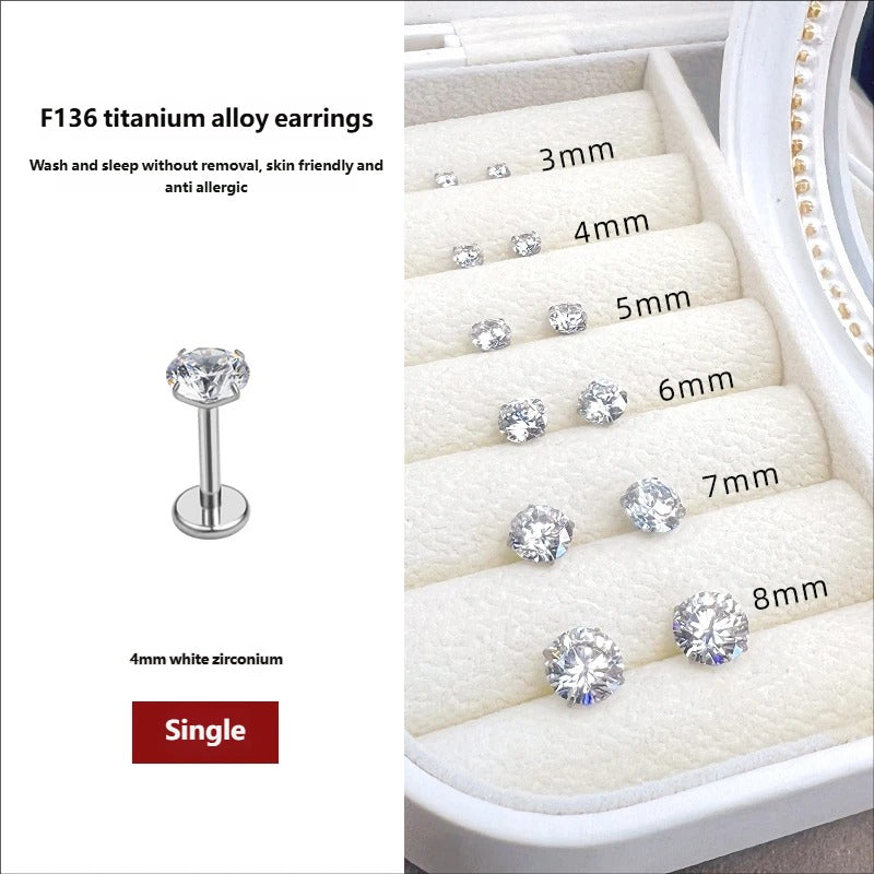 Medical F136 titanium alloy internal screw rotation wearing ear studs ear bone studs