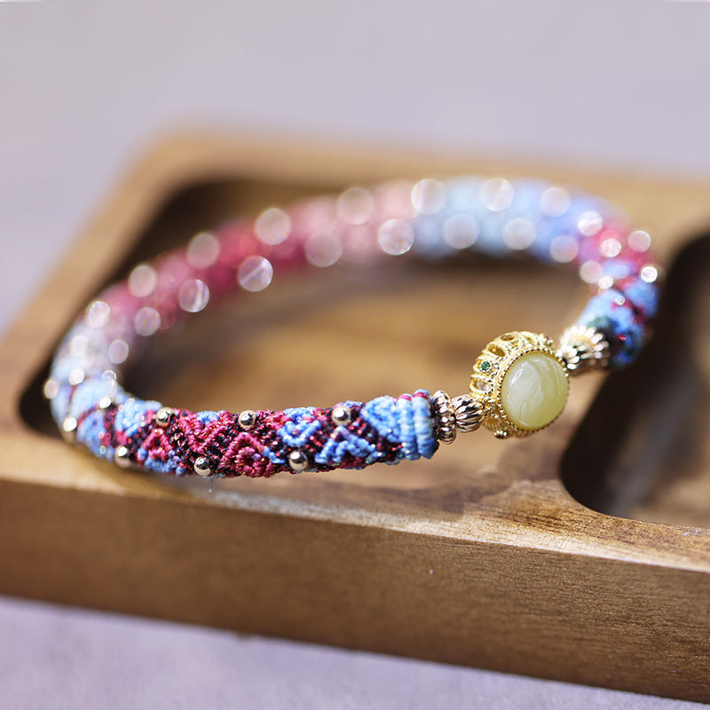 3D Pattern Bracelet Women's Retro Handmade Braided Rope DIY Bracelet