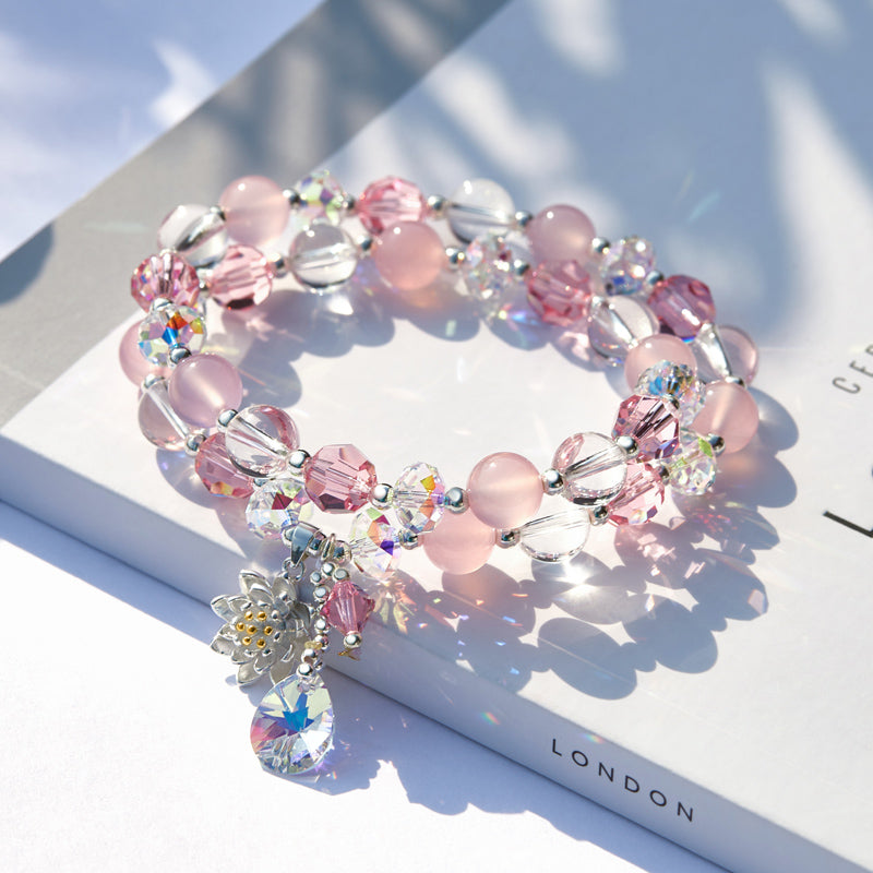 Lotus Fairy 925 Silver Natural Amethyst Beaded Bracelet Gift