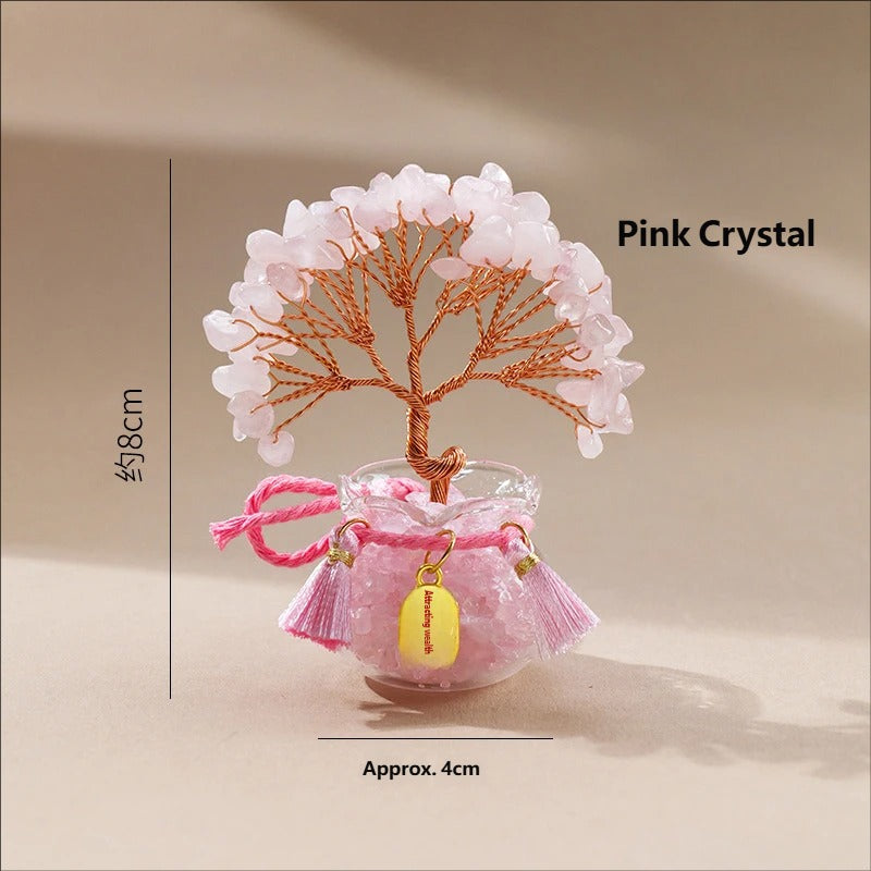 Natural amethyst tree ornament, yellow crystal, pink crystal, crushed stone, fish tank, money making tree, wealth attracting tree