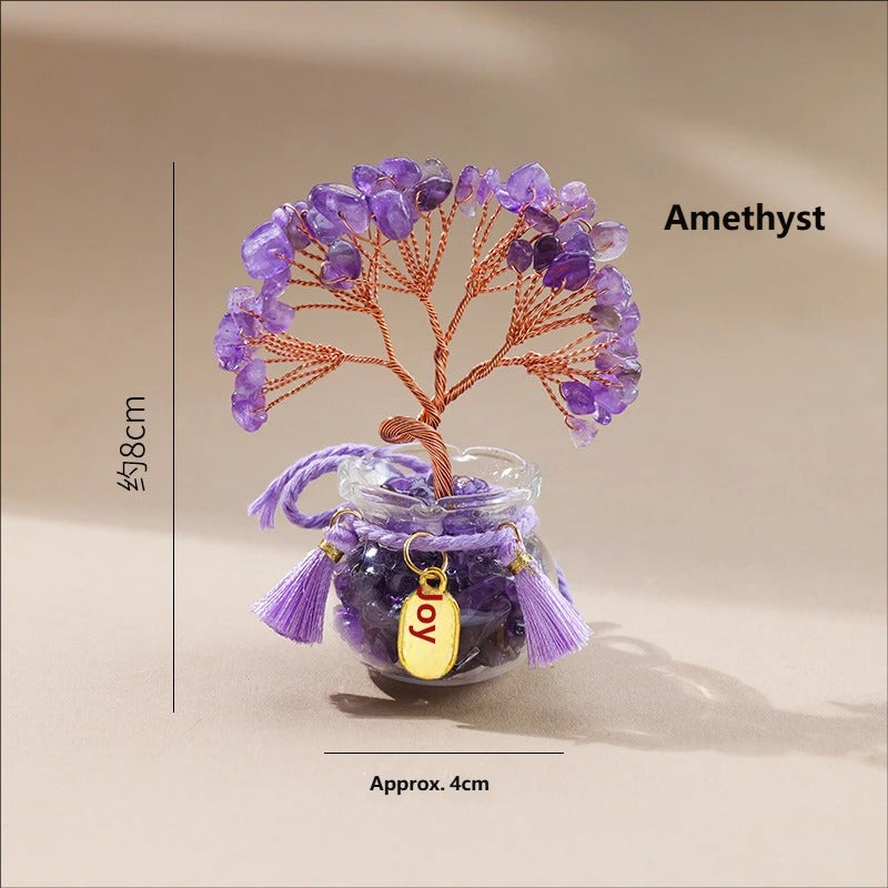 Natural amethyst tree ornament, yellow crystal, pink crystal, crushed stone, fish tank, money making tree, wealth attracting tree