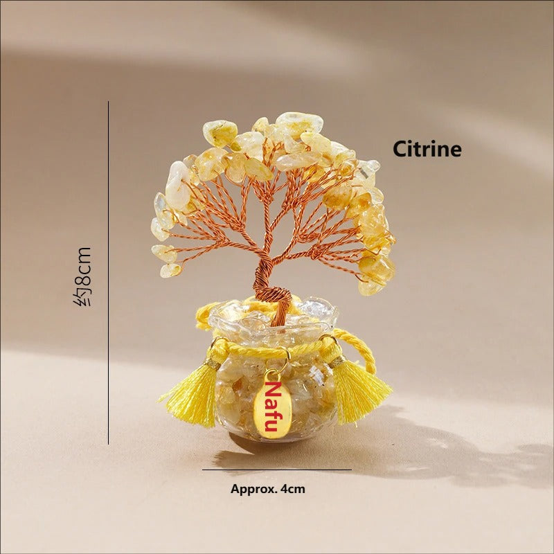 Natural amethyst tree ornament, yellow crystal, pink crystal, crushed stone, fish tank, money making tree, wealth attracting tree