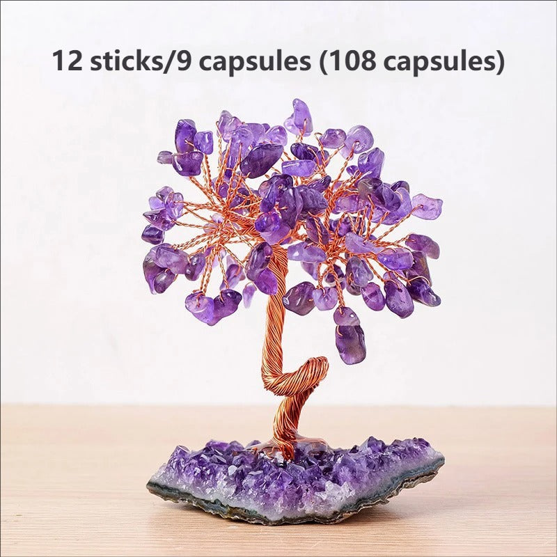 Natural amethyst wealth tree ornaments, crushed stones, attract wealth