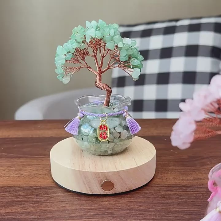 Natural amethyst tree ornament, yellow crystal, pink crystal, crushed stone, fish tank, money making tree, wealth attracting tree